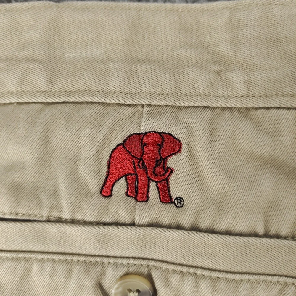 Alabama Crimson Tide Shorts Men 42 Khaki Pleated Elephant Embroidery Cutter Buck